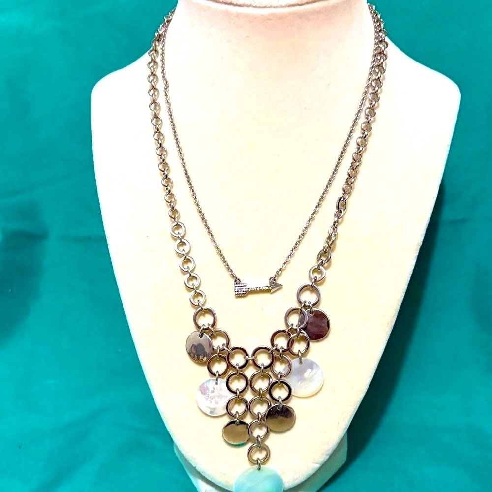 Lia Sophia 2 necklaces mother of pearl and silver